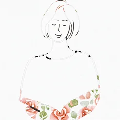 Free book club clipart of a woman reading with roses